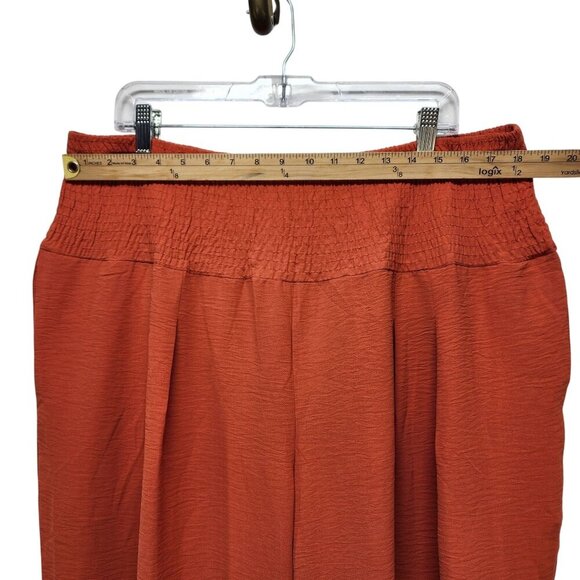 Womens Size 2XL Rust Wide-Leg Pants Crinkle Texture - Picture 8 of 10